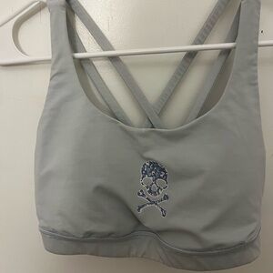 Lululemon Baby blue Sports Bra with Skull Design